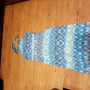 Cynthia Rowley Blue White Halter Maxi Dress SzM